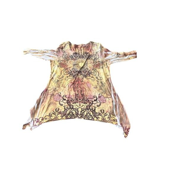 Cal Style USA XL Vintage Y2K Boho Rhinestone Embellished Long Sleeve‎ Top USA - Picture 4 of 6